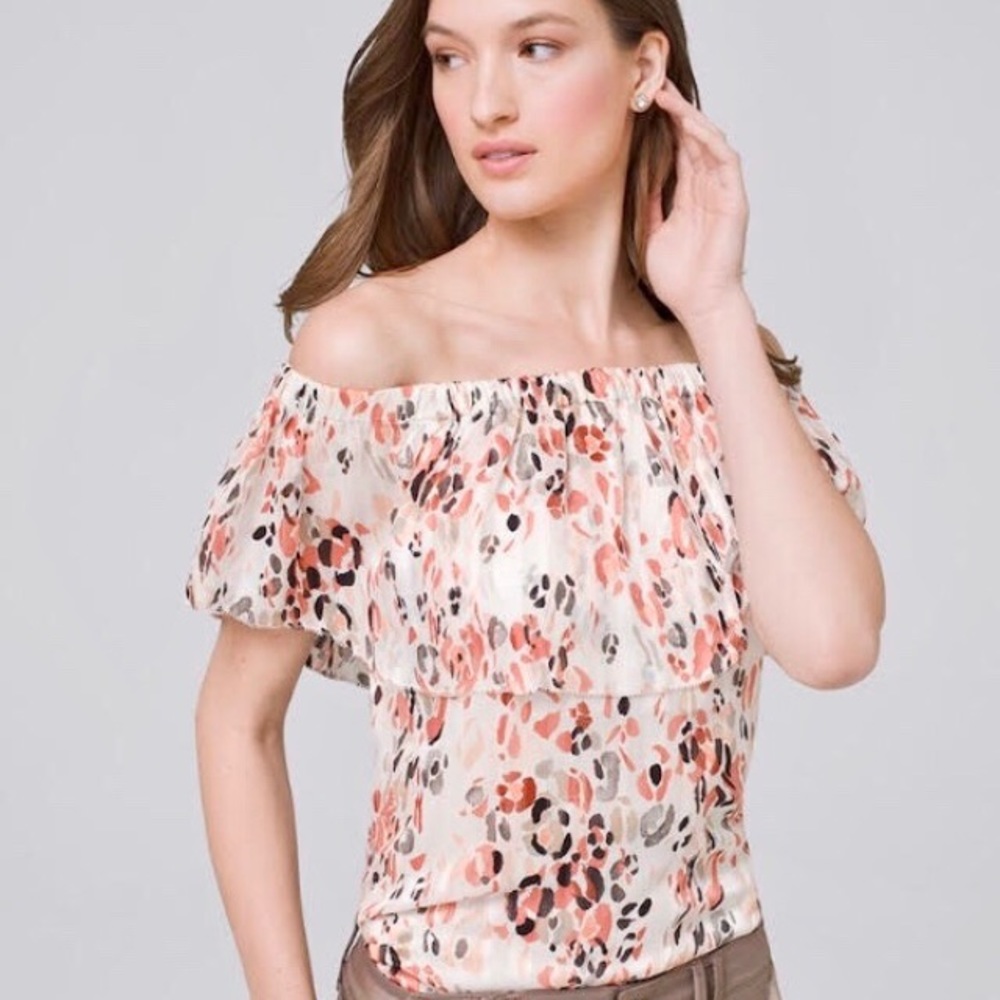 NEW with Tags WHBM Off the Shoulder Floral Blouse